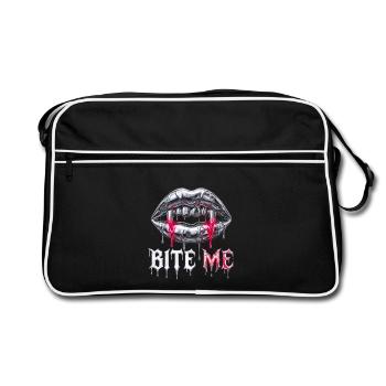 Bite Me – Y2K Liquid Chrome Edgy Streetwear - Retro Tasche - Schwarz/Weiß - Vorne