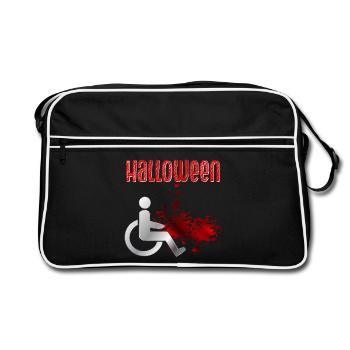 Halloween Blut Rollstuhl - Retro Tasche - Schwarz/Weiß - Vorne