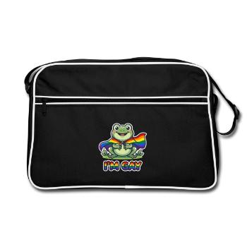 Ich bin schwul - Frosch LGBTQ Regenbogenfahne - Retro Tasche - Schwarz/Weiß - Vorne
