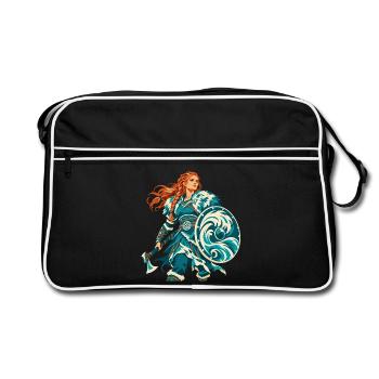 Schildmaid Wikingerin Shieldmaiden Valkyrie - Retro Tasche - Schwarz/Weiß - Vorne