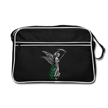 Engel Statue mit Sense und Efeu - Retro Tasche - Schwarz/Weiß - Vorne