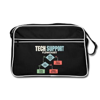 IT Support Flowchart Helpdesk Humor - Retro Tasche - Schwarz/Weiß - Vorne