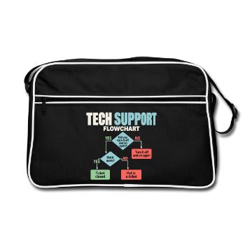 IT Support Flowchart Helpdesk Humor - Retro Tasche - Schwarz/Weiß - Vorne