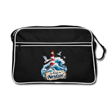 Nordsee , ein Kind der Nordsee - Retro Tasche - Schwarz/Weiß - Vorne