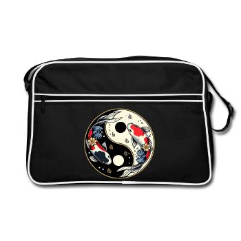 Yin Yang Koi - Retro Tasche - Schwarz/Weiß - Vorne