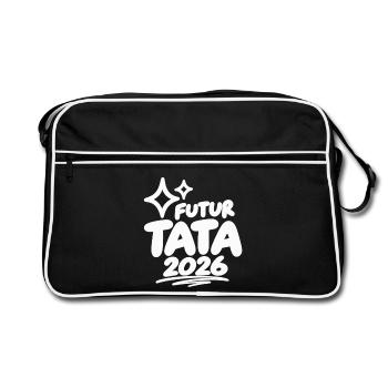 Zukünftige Tante 2026 - Retro Tasche - Schwarz/Weiß - Vorne