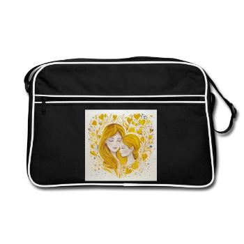 Mutter und Tochter – Liebe in Gold - Retro Tasche - Schwarz/Weiß - Vorne