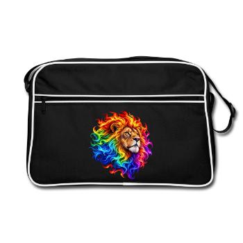 Feuerregenbogenlöwe - Retro Tasche - Schwarz/Weiß - Vorne