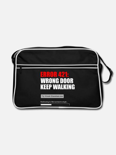 FEHLER 421: Falsche Tür läuft weiter – Meme - Retro Tasche - Schwarz/Weiß