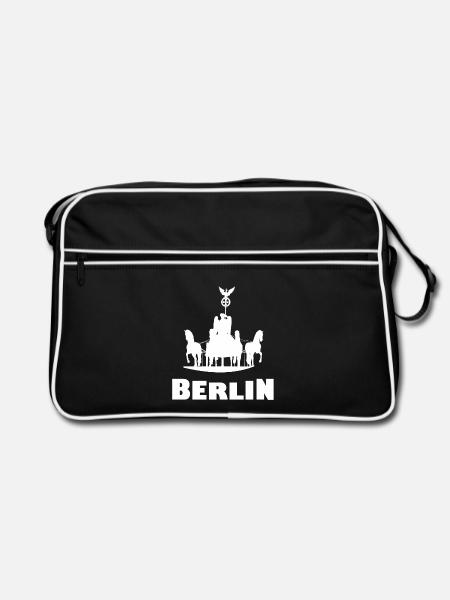 Berlin Silhouette Karussell - Retro Tasche - Schwarz/Weiß