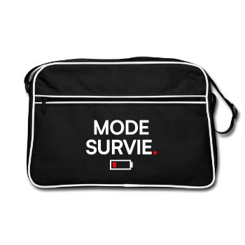 SURVIVAL MODE | Minimal humor, fatigue - Retro Bag - black/white - Front