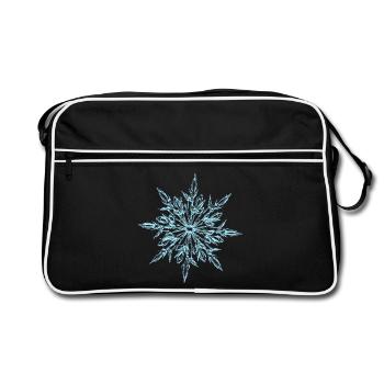 Blue Snow Crystal Pattern - Retro Bag - black/white - Front