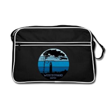 Ostsee, Darss, Weststrand - Retro Tasche - Schwarz/Weiß - Vorne