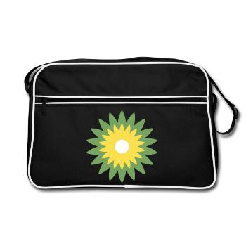 Blume - Retro Tasche - Schwarz/Weiß - Vorne