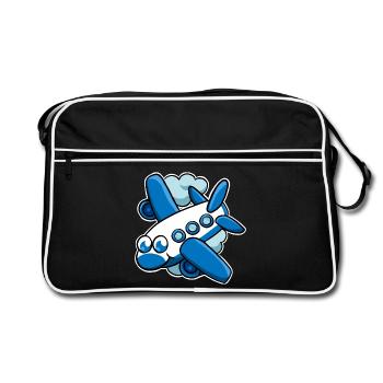 Flugzeug - Retro Tasche - Schwarz/Weiß - Vorne
