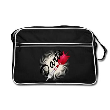 fléchette rouge vif avec typographie de fléchettes - Sac Retro - noir/blanc - Devant