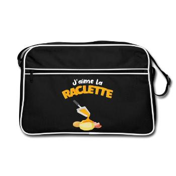 J'aime la raclette Citation drôle Cadeau raclette - Sac Retro - noir/blanc - Devant