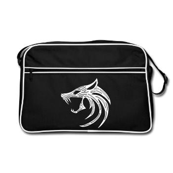 Loup démoniaque blanc - Sac Retro - noir/blanc - Devant