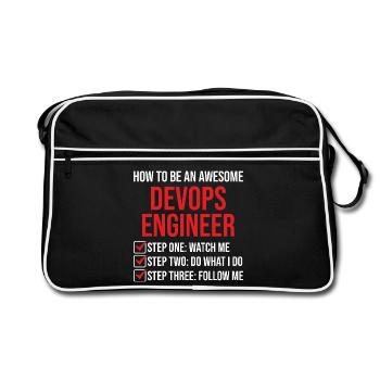 DevOps Engineer Motivation Quote T-Shirt - Retro Bag - black/white - Front