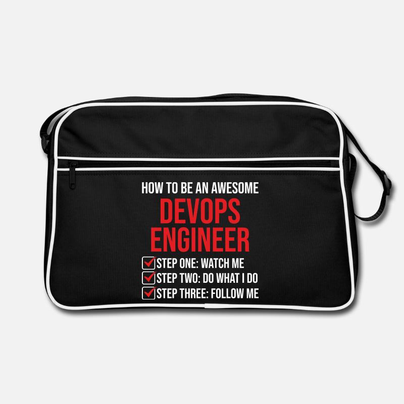 T-shirt de citation de motivation de l’ingénieur DevOps - Sac Retro - noir/blanc