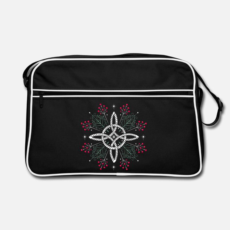 Hexenknoten Ilex Stechpalme - Retro Tasche - Schwarz/Weiß