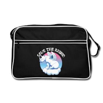 Sauver Les Rhinos | Rhinocéros - Sac Retro - noir/blanc - Devant
