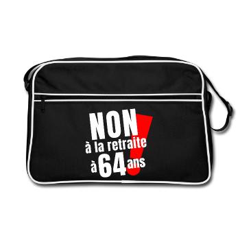 retraite, réforme des retraites, retraité - Sac Retro - noir/blanc - Devant