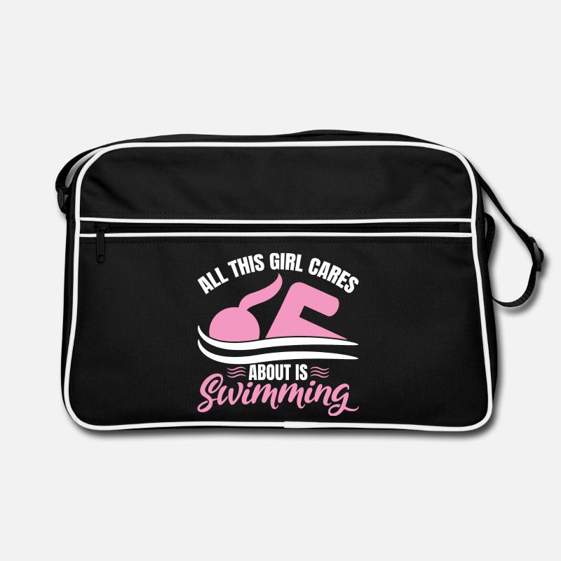 Schwimmer Mädchen - Retro Tasche - Schwarz/Weiß