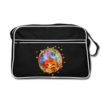 Halloween Kürbis im Herbst Ambiente mit Sterne - Retro Tasche - Schwarz/Weiß - Vorne