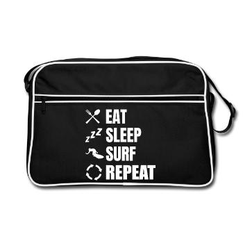 Eat Sleep Surf Repeat - Retro Bag - black/white - Front