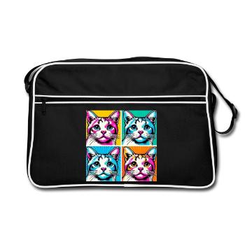 Katze Pop Art - Retro Tasche - Schwarz/Weiß - Vorne