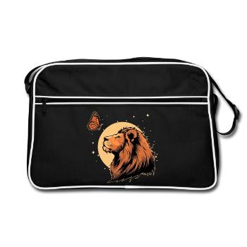Lion with butterfly - Retro Bag - black/white - Front