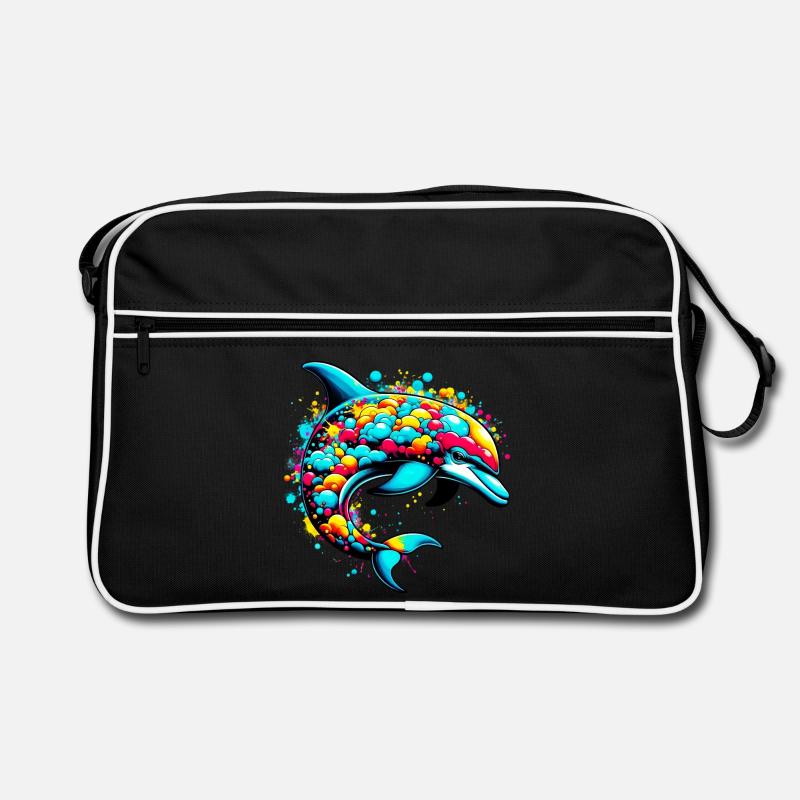Delfin - Retro Tasche - Schwarz/Weiß