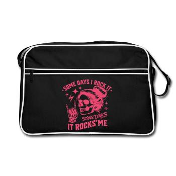some days i rock it somedays it rocks me festival - Retro Tasche - Schwarz/Weiß - Vorne