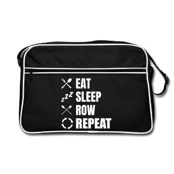 Eat Sleep Row Repeat - Retro Tasche - Schwarz/Weiß - Vorne