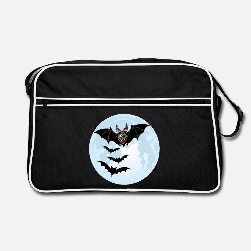Chauves souris vampires et lune - Sac Retro - noir/blanc