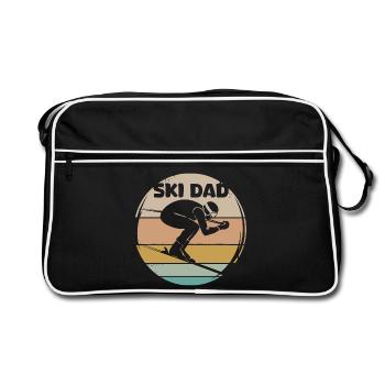 ski dad lustig skifahrer retro vintage Sprüche - Retro Tasche - Schwarz/Weiß - Vorne