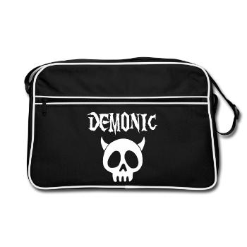 Tête de mort démoniaque blanc - Sac Retro - noir/blanc - Devant