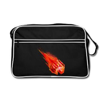 Glühender Asteroid mit Feuerschweif – Powerdesign - Retro Tasche - Schwarz/Weiß - Vorne