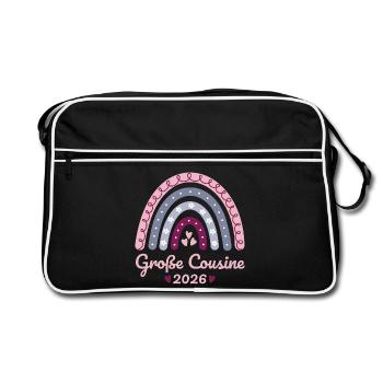 Große Cousine 2026 Regenbogen - Retro Tasche - Schwarz/Weiß - Vorne