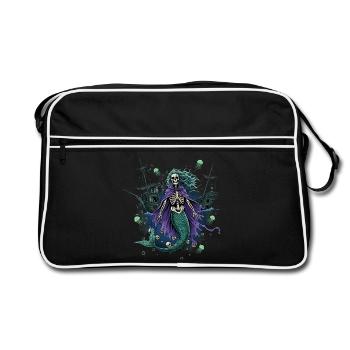 Sirène squelette avec navire fantôme - Sac Retro - noir/blanc - Devant