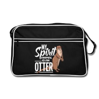 Seeotter Cartoon Geist Tier - Retro Tasche - Schwarz/Weiß - Vorne