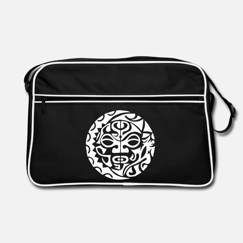 Polynesischer Schädel (weiß) Retro Tasche