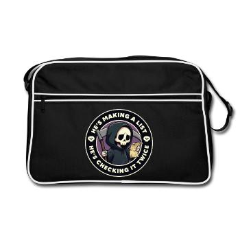 He's making a list, He's checking it twice - Retro Bag - black/white - Front