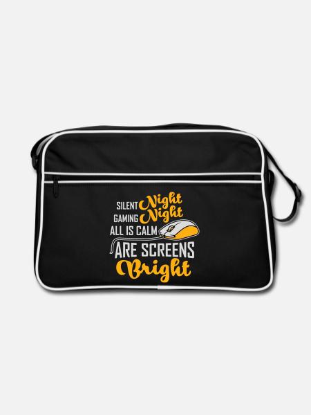 Nuit silencieuse Nuit de jeu Tous les écrans calmes Lumineux - Sac Retro - noir/blanc - Devant