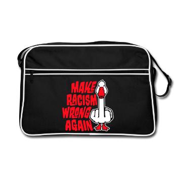 Goose Make Racism Wrong Again Middle Finger Activist - Retro Bag - black/white - Front