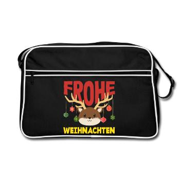 Corgi Joyeux Noël avec chapeau de Père Noël - Sac Retro - noir/blanc - Devant