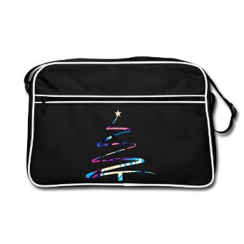 Christmas Tree One-Line Design – Modern & Colorful - Retro Bag - black/white - Front