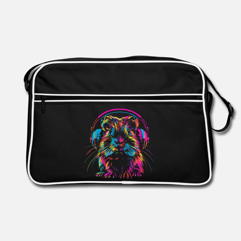 Cochon d’Inde néon avec casque Sac Retro