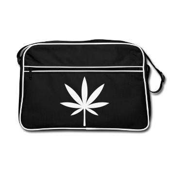 Cannabis / Marijuana / Feuille de chanvre (blanc) - Sac Retro - noir/blanc - Devant
